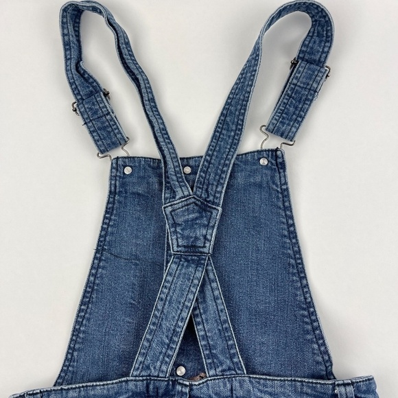 Tinseltown Jeans Overall Romper Shorts Girls Medium Blue Denim Distressed - Picture 9 of 9